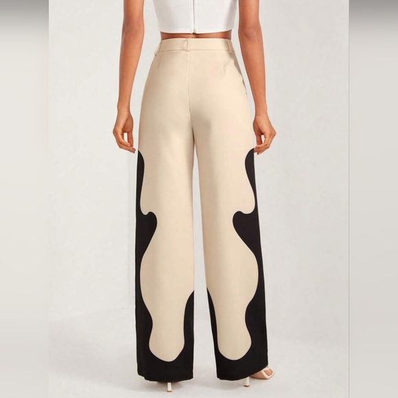 High Waist Colorblock Wide Leg Pants - Picture 2 of 13